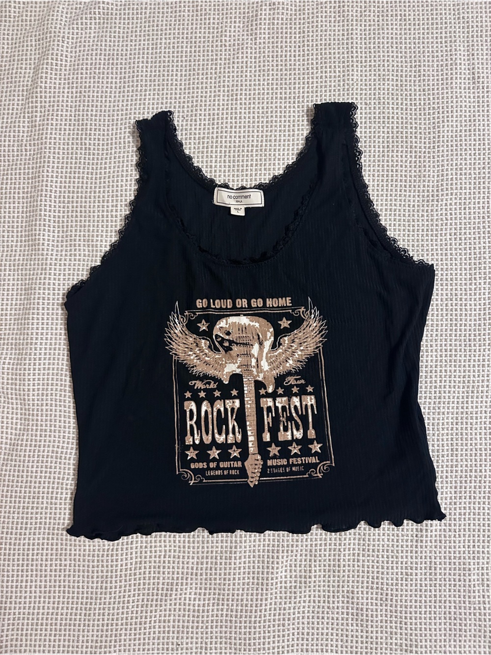 No Comment Ribbed Black Rock Fest Graphic Tank